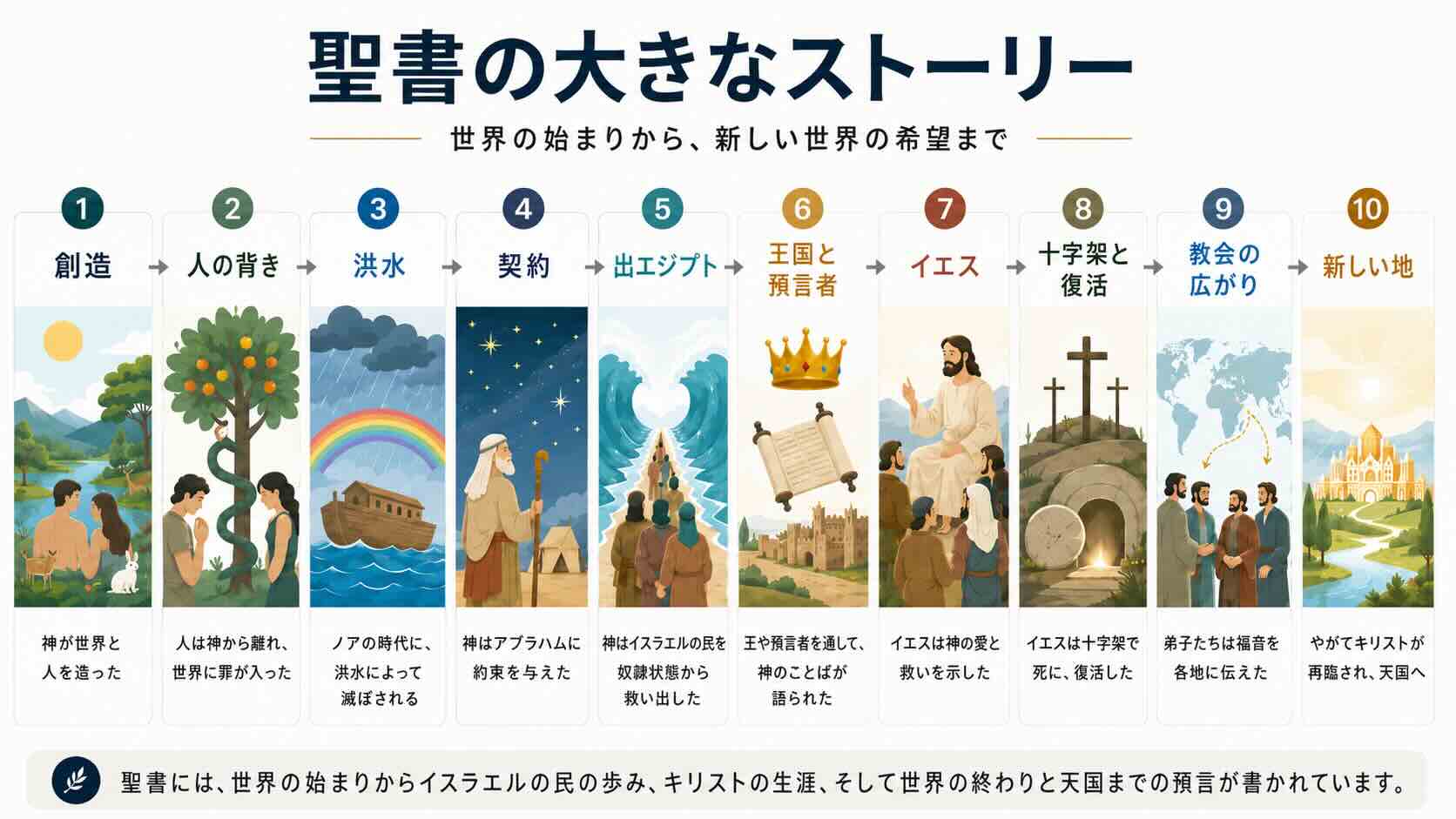 聖書のストーリーのインフォグラフィック
